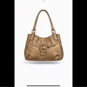 Coach Metallic Leather Hobo Shoulder Bag | Gold Bronz